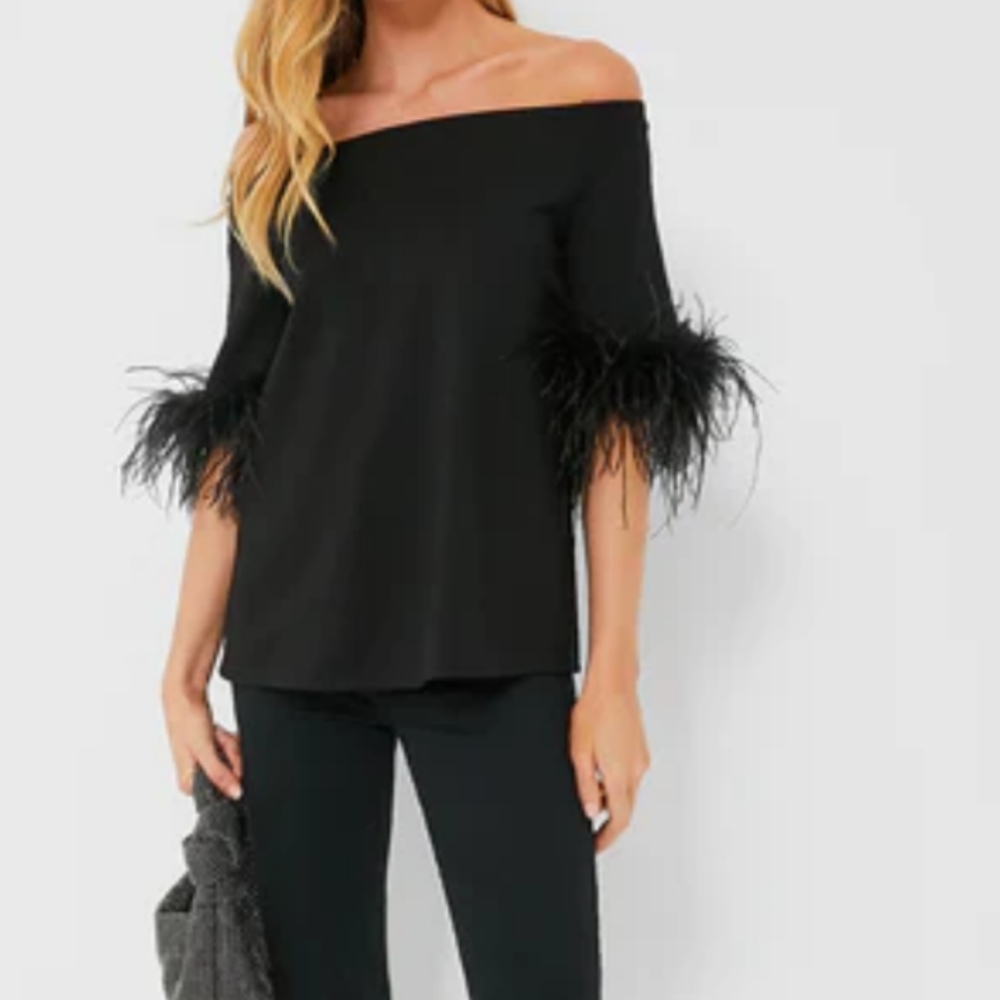 Tuckernuck Black Feather Miranda Off The Shoulder Blouse Black Size Large
